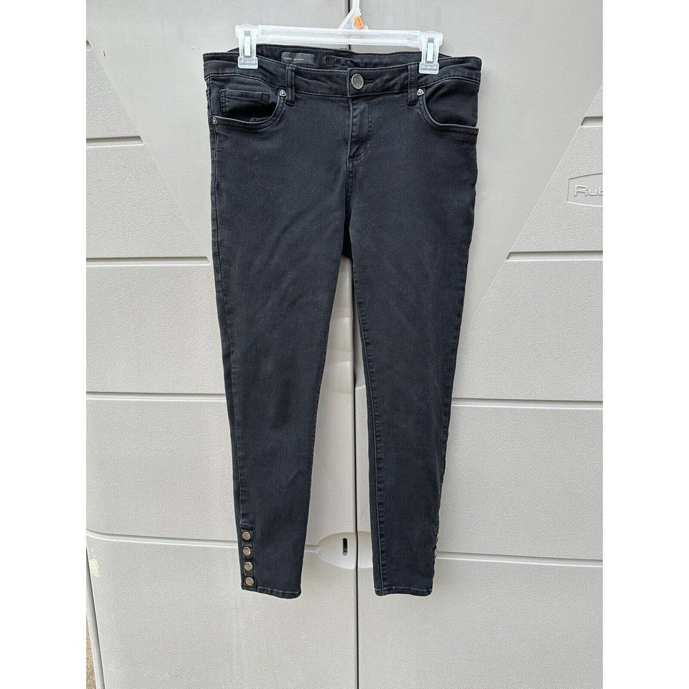 Kut From The Kloth Connie Snap-hem Ankle SKINNY Jeans Washed Black Size 8